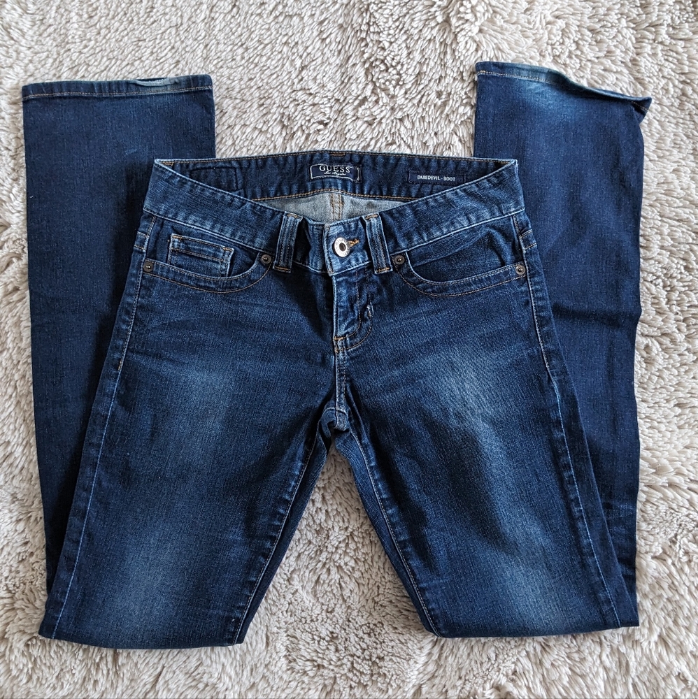 Vintage Guess Low Rise Boot Cut Dark Wash Denim Jeans Size 27